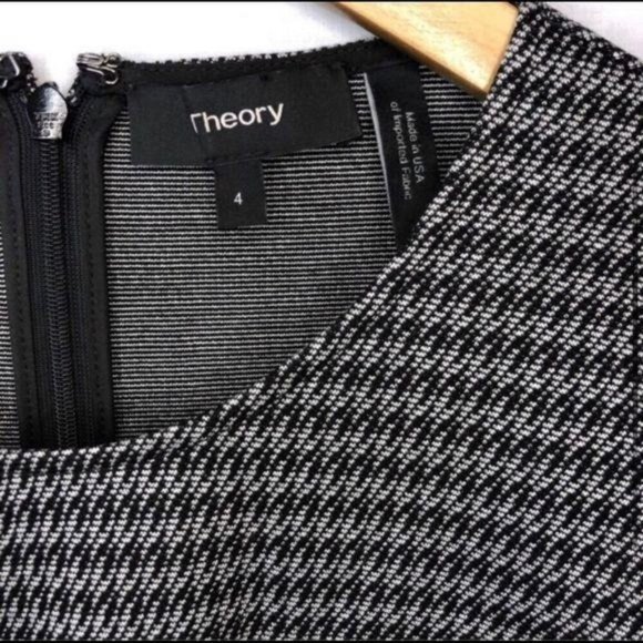 Theory Black Houndstooth Long Sleeve Dress Size 4 - Picture 4 of 6
